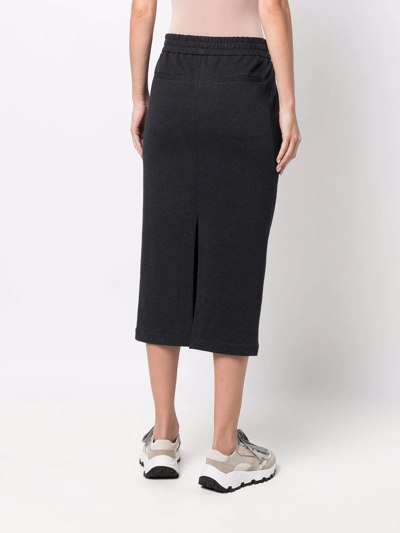 Shop Brunello Cucinelli Drawstring Midi Skirt In Black