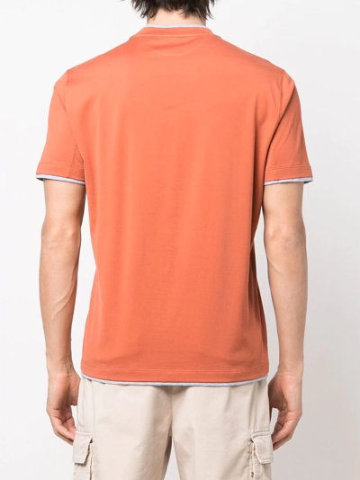 Brunello Cucinelli Slogan-print Round-neck T-shirt In Orange