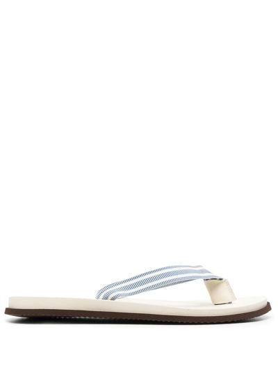 Brunello Cucinelli Stripe Detailing Flip Flops In Neutrals