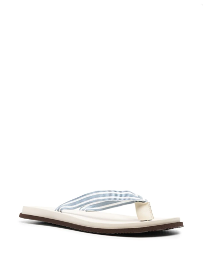 Brunello Cucinelli Stripe Detailing Flip Flops In Neutrals
