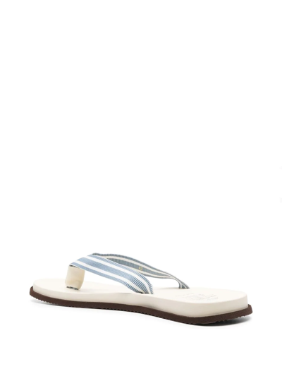Brunello Cucinelli Stripe Detailing Flip Flops In Neutrals