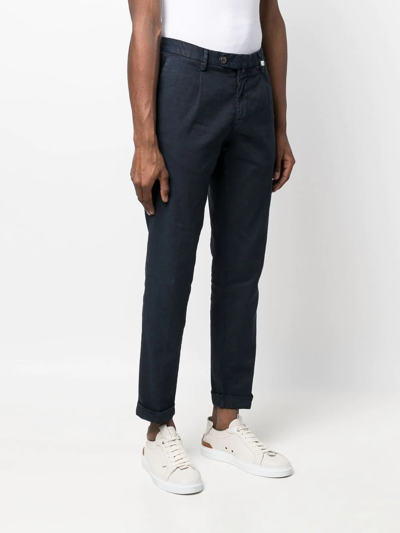 Shop Myths Mid-rise Slim-cut Trousers In Blue