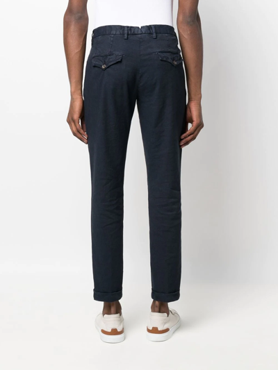 Shop Myths Mid-rise Slim-cut Trousers In Blue