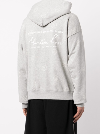 Shop Martine Rose Logo-print Cotton Hoodie In Grau