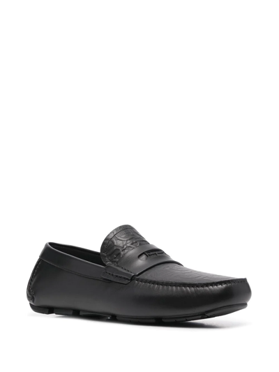 Ferragamo Slip-on Leather Loafers In Schwarz