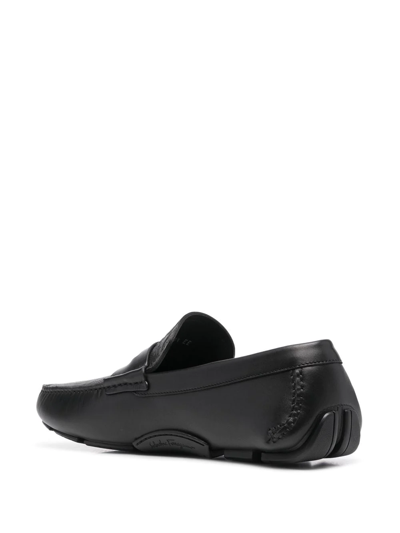 Ferragamo Slip-on Leather Loafers In Schwarz