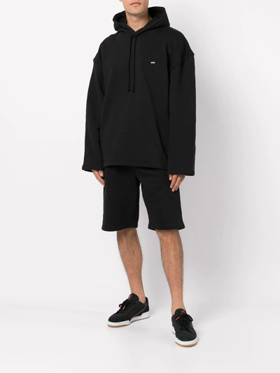 032c Elasticated-waist Cotton Shorts In Schwarz