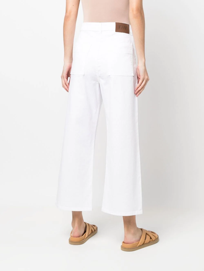Shop Fay Cropped Flared Trousers In Weiss