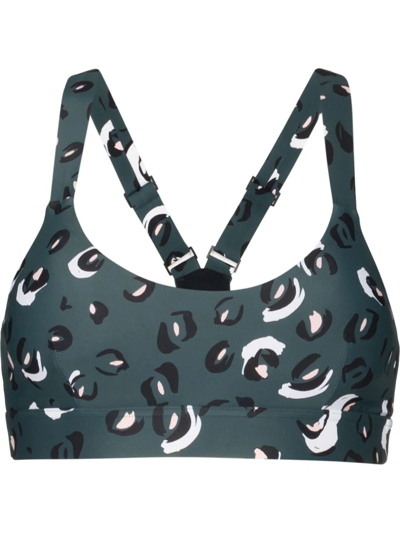 The Upside Mountain Leo Leopard-print Stretch-jersey Sports Bra In Green