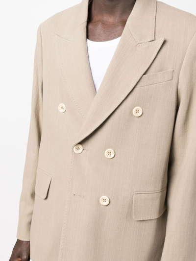 Shop Our Legacy Double-breasted Cotton Blazer In Nude