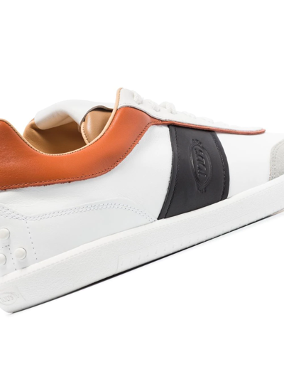 Shop Tod's Panelled Leather Sneakers In White