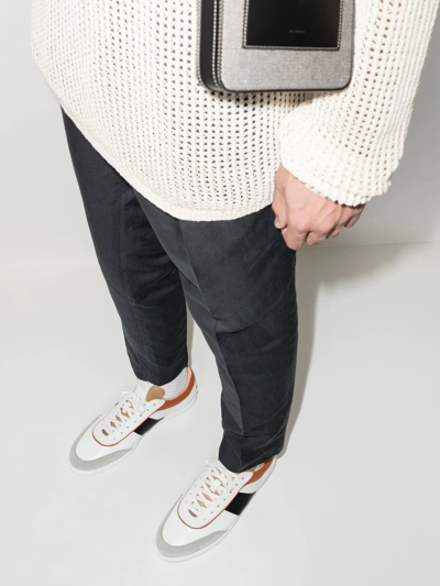 Shop Tod's Panelled Leather Sneakers In White