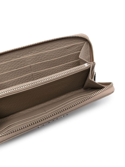 Shop Orciani Grained Leather Zip-around Wallet In Neutrals