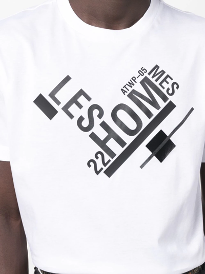 Shop Les Hommes Logo-print Short-sleeved T-shirt In Weiss