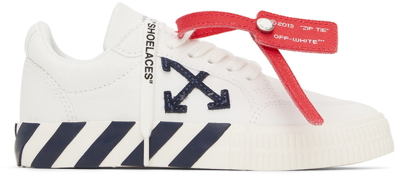 Shop Off-white Kids White & Navy Vulcanized Sneakers In White Navy Blue