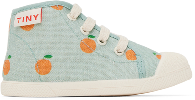 Shop Tiny Cottons Baby Blue Oranges Sneakers In J42 Cadet Blue/orang