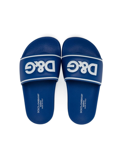 Shop Dolce & Gabbana Logo-print Pool Slides In Blue