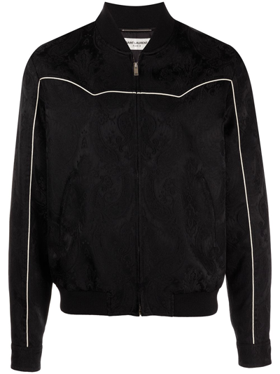 Shop Saint Laurent Paisley-print Bomber Jacket In Black
