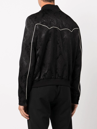 Shop Saint Laurent Paisley-print Bomber Jacket In Black