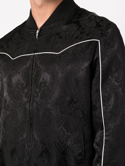 Shop Saint Laurent Paisley-print Bomber Jacket In Black