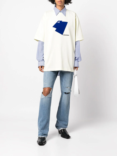 Shop Ader Error Logo-embroidered T-shirt In Yellow