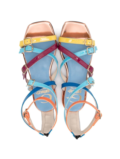 Shop Gallucci Rainbow-stripe Open-toe Sandals In Blue