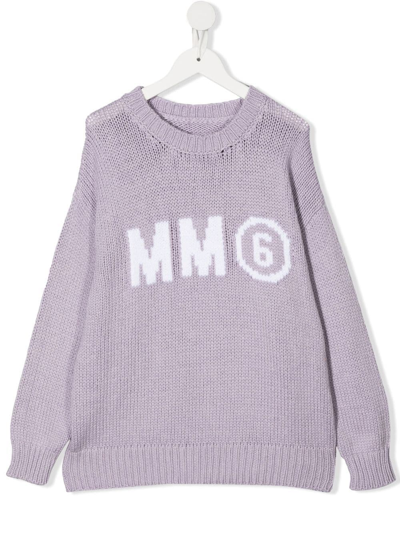 Shop Mm6 Maison Margiela Logo-print Jumper In Purple