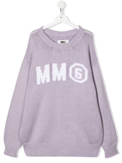Shop Mm6 Maison Margiela Logo-print Jumper In Purple
