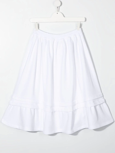 Shop Mm6 Maison Margiela Teen Embroidered-logo Flared Skirt In White