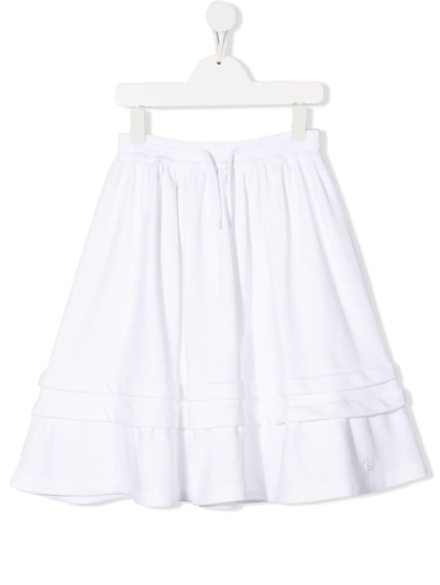 Shop Mm6 Maison Margiela Embroidered-logo Flared Skirt In White
