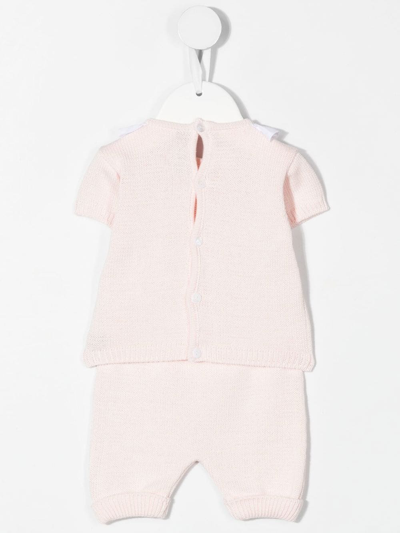 Shop Little Bear Ruffle-detail Knit Set In Pink