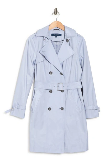 Shop Cole Haan Hooded Double-breasted Trench Coat In Mineral