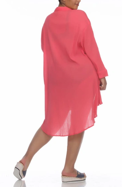 Boho Me High/low Button-down Shirt In Watermelon