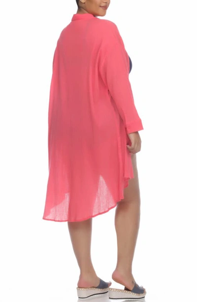 Boho Me High/low Button-down Shirt In Watermelon