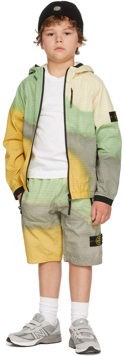 Shop Stone Island Junior Kids Yellow & Green Airbrush Jacket In V0030 Yellow