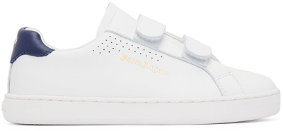 Shop Palm Angels Kids White& Navy Palm 1 Strap Sneakers In White Navy Blue
