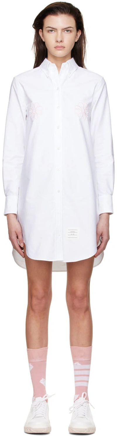 Shop Thom Browne White Cotton Mini Dress In White 100