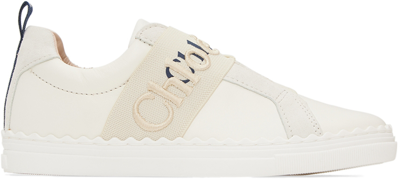 Shop Chloé Kids Off-white Lauren Sneakers In 241 Stone