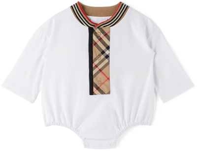 Shop Burberry Baby White Vintage Check Bodysuit