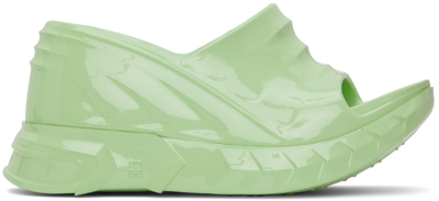 Shop Givenchy Green Wedge Marshmallow Sandals In 340