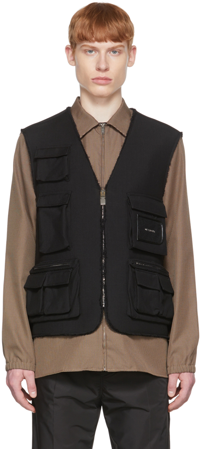 Shop Givenchy Black Wool Vest In 001 Black