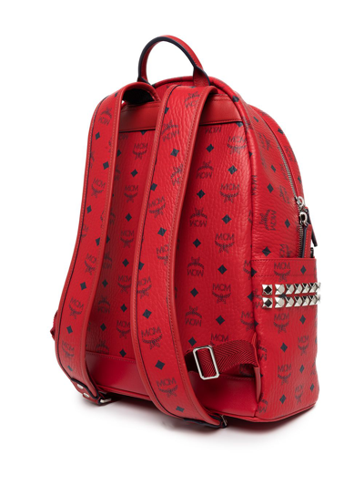 Shop Mcm Medium Stark Stud Embellished Backpack In Red