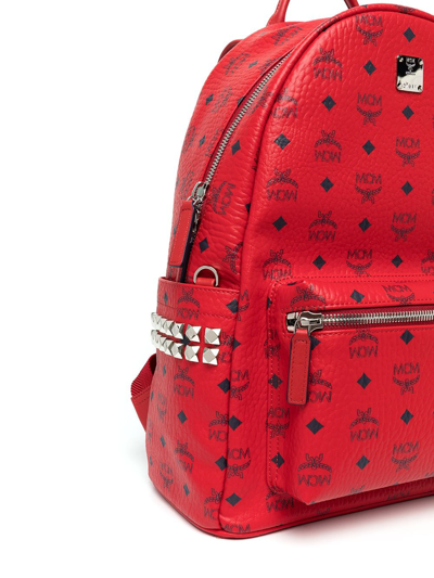 Shop Mcm Medium Stark Stud Embellished Backpack In Red