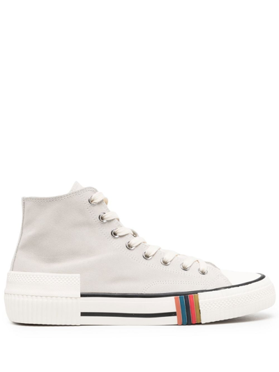 Shop Paul Smith Kelvin High-top Canvas Sneakers In White