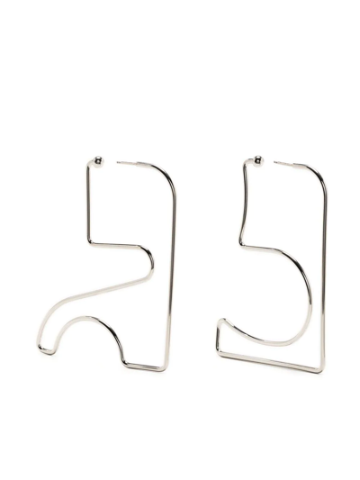 Shop Courrèges Logo Geometric Earrings In Silver
