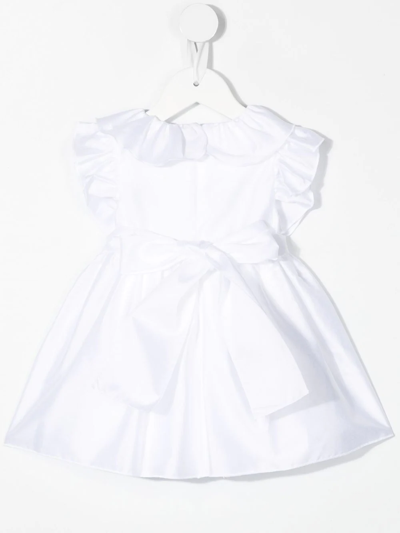 Shop Little Bear Ruffle-trim Tie-fastening Dress In White