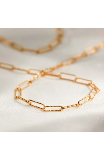 Monica Vinader Gold Plated Vermeil Silver Alta Textured Chain Bracelet In Yellow Gold