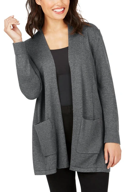 Shop Foxcroft Bethanie Open Front Cardigan In Granite