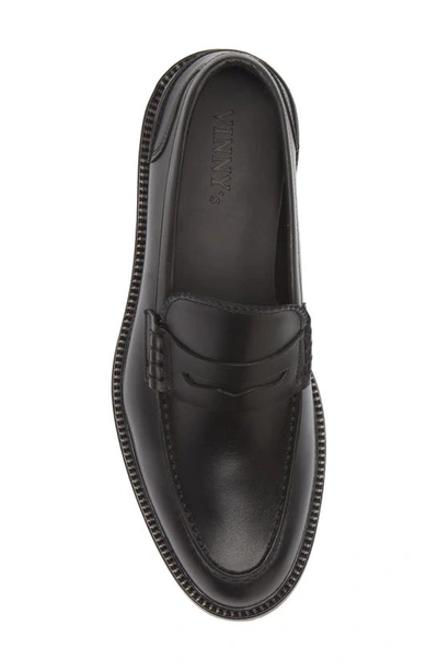 Shop Vinny's Townee Penny Loafer In Black Crust Leather