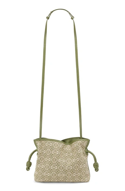 Shop Loewe Mini Flamenco Logo Jacquard Bag In Green/ Avocado Green